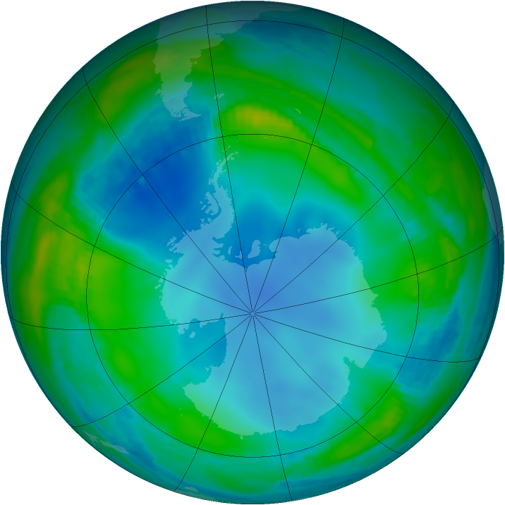 Antarctic ozone map for 16 June 2000